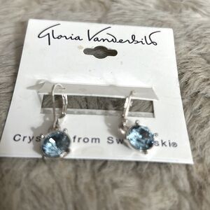 Gloria Vanderbilt Blue Swarovski Crystal Earrings NWT